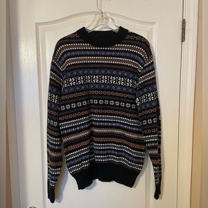 Puritan Vintage Fair Isle Multicolor Knit Sweater Size L Grandpa 80s Preppy USA